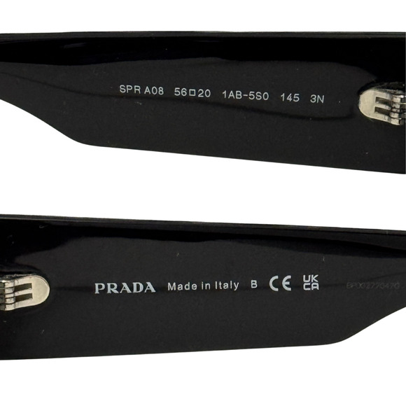 PRADA Black Oversized Oval Sunglasses w Dark Grey Lens PR A08S 1AB5S0 56 - 20 - Picture 9 of 9